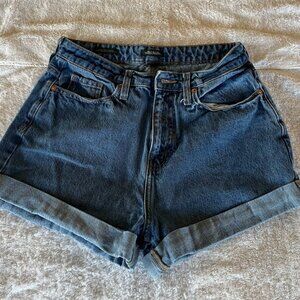 Wild Fable Denim Highest Rise Mom Shorts, Cuffed, "Happy" on Pocket, Size 6/28R